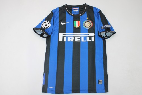 with Scudetto+UCL Patch Retro Jersey Inter Milan 2009-2010 Home Soccer Jersey
