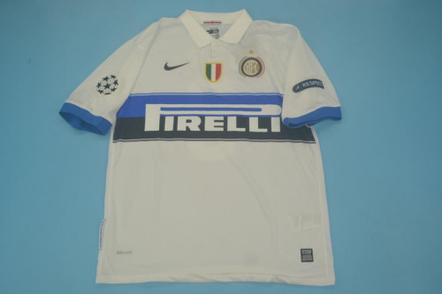 with Scudetto+UCL Patch Retro Shirt Inter Milan 2009-2010 Away White Soccer Jersey Vintage Football Shirt