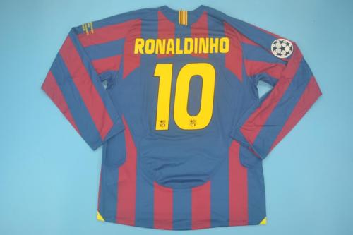 with UCL Patch Retro Jersey Barcelona Long Sleeve 2006 UEFA Champions League RONALDINHO 10 UCL Final Home Soccer Jersey