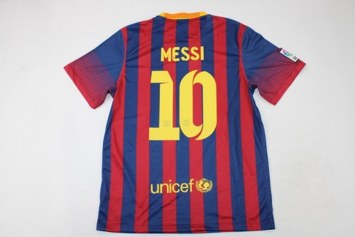 with LFP Patch Retro Jersey 2013-2014 Barcelona MESSI 10 Home Soccer Jersey Vintage Football Shirt