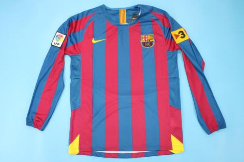 With LFP+TV3 Patch Retro Jersey Long Sleeve 2005-2006 Barcelona Home Soccer Jersey Vintage Football Shirt