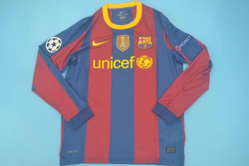 with UCL Patch+Golden FIFA Patch Long Sleeve Retro Jersey Barcelona 2010-2011 UCL Final Home Soccer Jersey