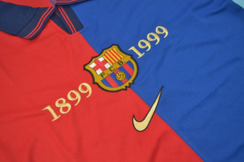 Long Sleeve Retro Jersey 1999-2000 Barcelona Home Soccer Jersey Vintage Football Shirt