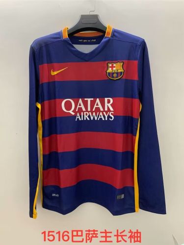 Long Sleeve Retro Jersey 2015-2016 Barcelona Home Soccer Jersey Vintage Football Shirt