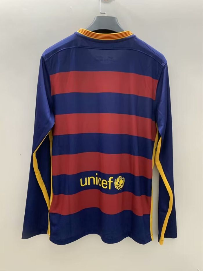 Long Sleeve Retro Jersey 2015-2016 Barcelona Home Soccer Jersey Vintage Football Shirt