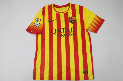 with LFP Patch Retro Jersey 2013-2014 Barcelona Away Yellow Soccer Jersey