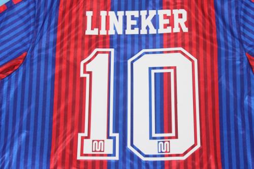 Long Sleeve Retro Jersey 1991-1992 Barcelona LINEKER 10 Home Soccer Jersey Vintage Football Shirt