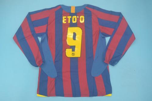 Retro Jersey Long Sleeve 2005-2006 Barcelona ETO'O 9 Home Soccer Jersey Vintage Football Shirt