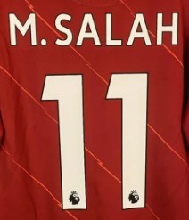 M.salah 11 lettering for 2021-2022 Liverpool Home Jersey Nameset