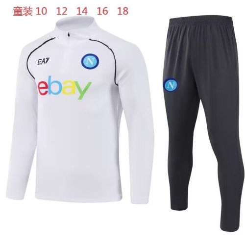 Youth 2023-2024 Napoli White Soccer Training Sweater and Pants