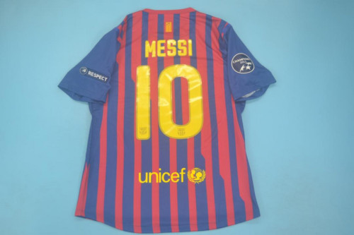 with Golden FIFA+UCL Patch Retro Jersey 2011-2012 Barcelona MESSI 10 Home Soccer Jersey