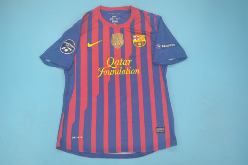 with Golden FIFA+UCL Patch Retro Jersey 2011-2012 Barcelona Home Soccer Jersey