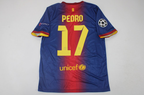 with UCL+Golden FIFA Patch Retro Jersey 2012-2013 Barcelona PEDRO 17 Home Soccer Jersey