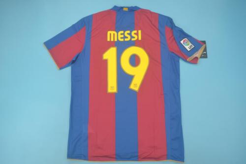 with LFP Patch Retro Jersey 2007-2008 Barcelona MESSI 19 Home Soccer Jersey Vintage Football Shirt