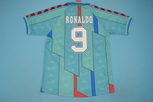Retro Jersey 1996-1997 Barcelona RONALDO 9 Away Blue Soccer Jersey Vintage Football Shirt