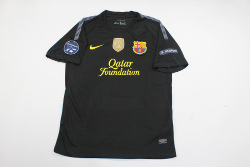 with Golden FIFA+UCL Patch Retro Jersey 2011-2012 Barcelona Away Black Soccer Jersey