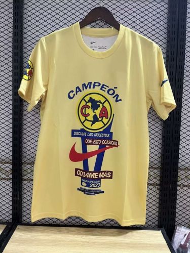 2023-2024 Club America Aguilas Yellow Campeon T-Shirt Soccer Jersey
