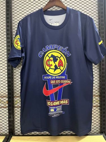 2023-2024 Club America Aguilas Dark Blue Campeon T-Shirt Soccer Jersey