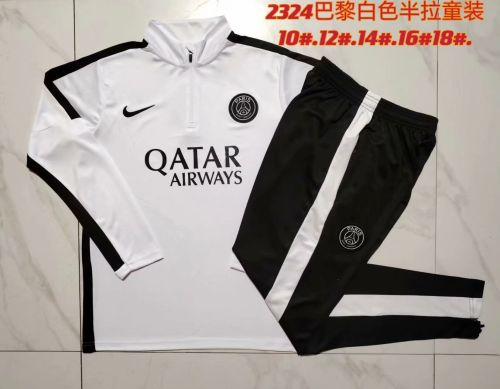 Youth 2023-2024 PSG White Soccer Training Sweater and Pants