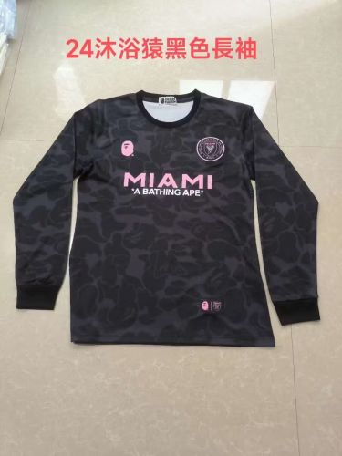 Long Sleeve 2024 Inter Miami Bape Verstion Black Soccer Jersey