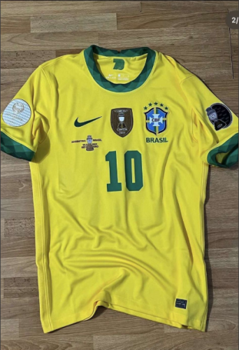 with Golden Campeon 2019+Copa America 2021 Patch Retro Jersey Brazil 2020 Copa America Home Soccer Jersey