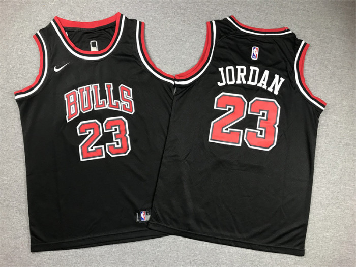 New Material Youth Kids 2023 Chicago Bulls 23 JORDAN Black NBA Shirt Child Basketball Jersey
