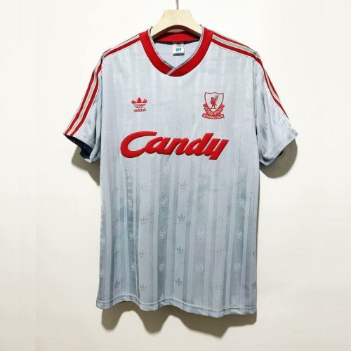 Retro Jersey 1988-1989 Liverpool Away Grey Soccer Jersey Vintage Football Shirt