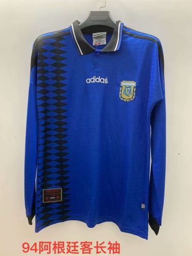 Long Sleeve Retro Jersey 1994 Argentina Away Blue Soccer Jersey