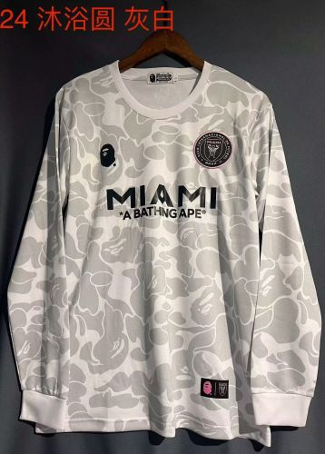 Long Sleeve 2024 Inter Miami Bape Verstion White Soccer Jersey
