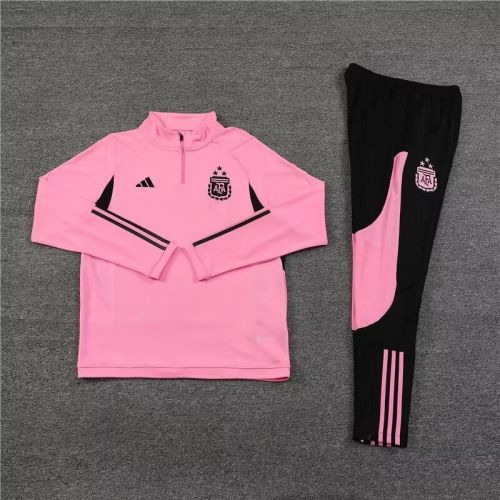2024 Argentina Pink/Black 1/4 Zipper Soccer Training Sweater and Pants