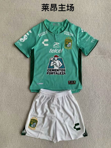 Youth Uniform 2023-2024 Leon Home Soccer Jersey Shorts Kids Football Kits