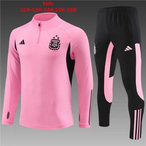 Youth 2024 Argentina Pink Soccer Training Sweater and Pants