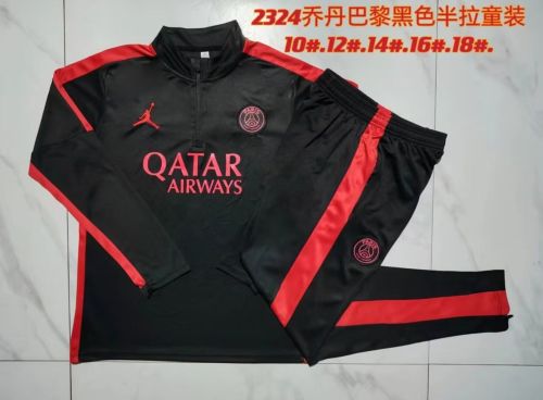 Youth 2023-2024 PSG Black Soccer Training Sweater and Pants