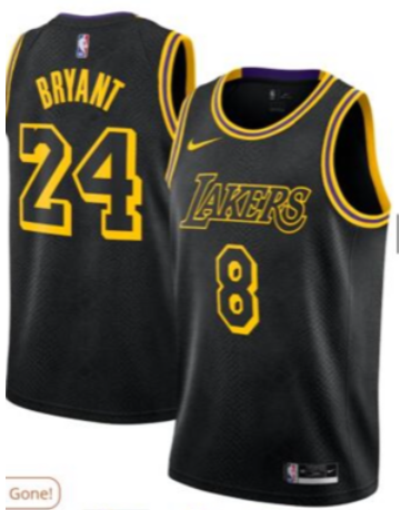 Los Angeles Lakers 24 BRYANT Black/Yellow NBA Jersey Basketball Shirt