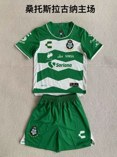 Youth Uniform 2023-2024 Santos Laguna Home Soccer Jersey Shorts Kids Football Kits