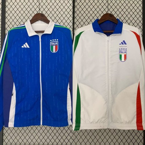 2023-2024 Italy Blue/White Soccer Reversible Windbreaker Jacket Football Jacket