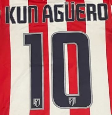 Sergio Kun Aguero 10 Lettering for Atletico Madrid 2008-2009 Jersey