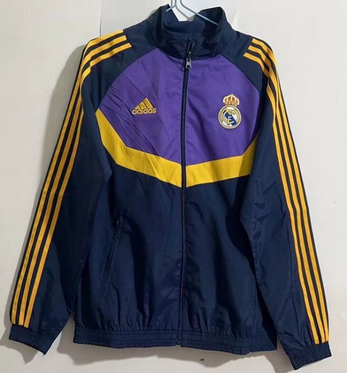 2023-2024 Real Madrid Dark Blue/Purple Soccer Reversible Windbreaker Jacket Football Jacket