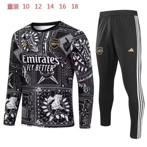 Youth 2023-2024 Arsenal Black Special Soccer Training Sweater and Pants