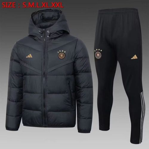 2023-2024 Germany Black Cotton Jacket Soccer Coat and Pants