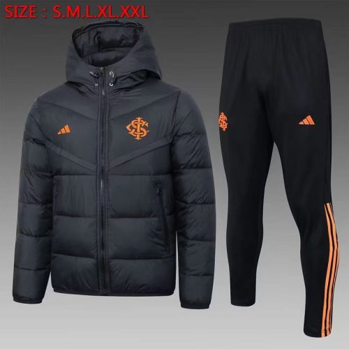 2023-2024 Brasil Internacional Black Cotton Jacket Soccer Coat and Pants