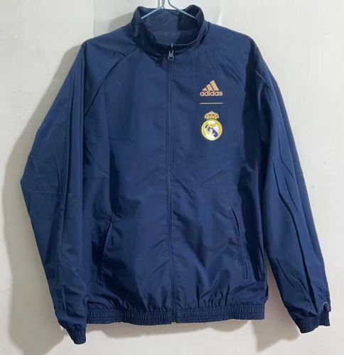 2023-2024 Real Madrid Dark Blue/Purple Soccer Reversible Windbreaker Jacket Football Jacket