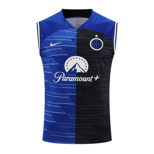 2023-2024 Inter Milan Blue/Black Soccer Training Vest Football Shirt