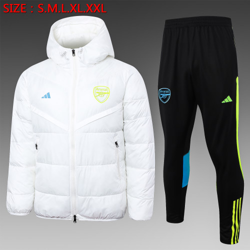 2023-2024 Arsenal White Cotton Jacket Soccer Coat and Pants