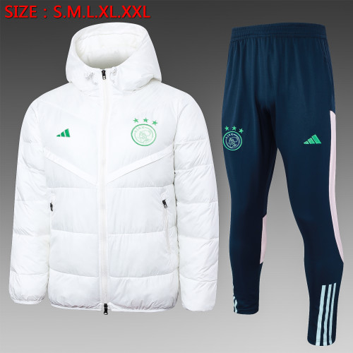 2023-2024 Ajax White Cotton Jacket Soccer Coat and Pants