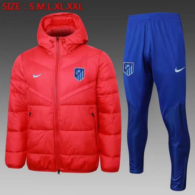 2023-2024 Atletico Madrid Red Cotton Jacket Soccer Coat and Pants
