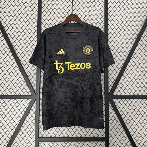 Fan Version 2023-2024 Manchester United Special Edition Black Soccer Pre-match Top Jersey Man United Football Shirt