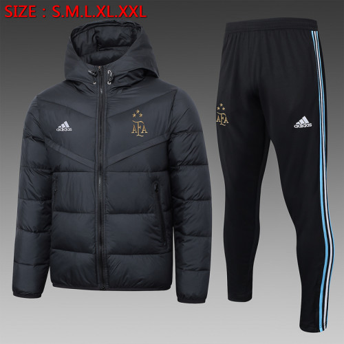 2023-2024 Argentina Black Cotton Jacket Soccer Coat and Pants