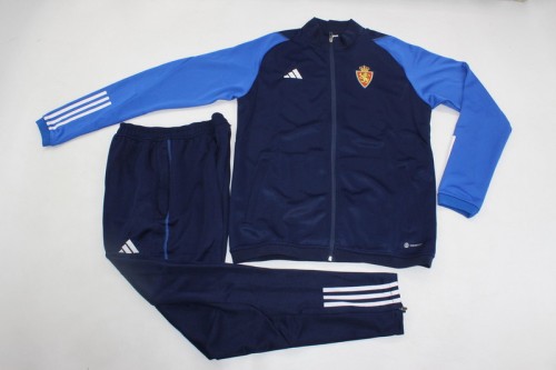 2023-2024 Zaragoza Dark Blue Soccer Training Jacket and Pants