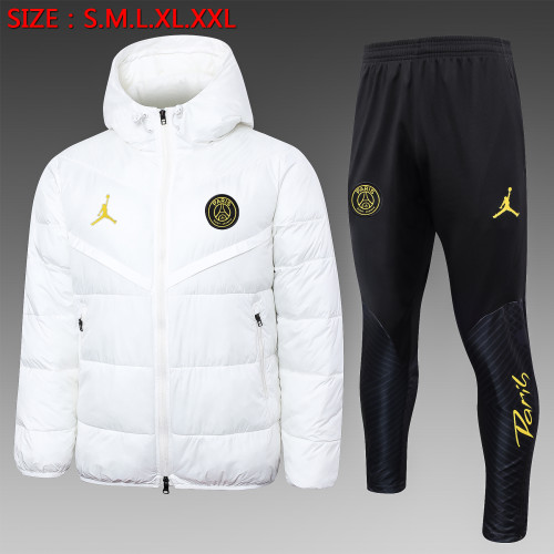 2023-2024 PSG White Cotton Jacket Soccer Coat and Pants